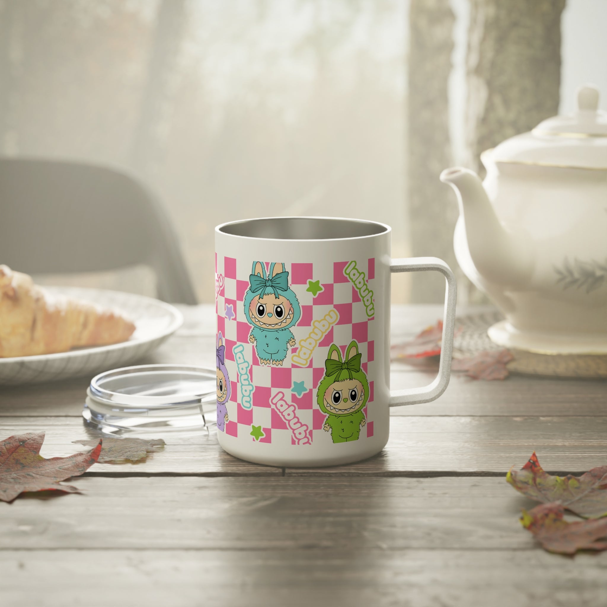 Labubu Preppy Mug I Pink Checkered Mug