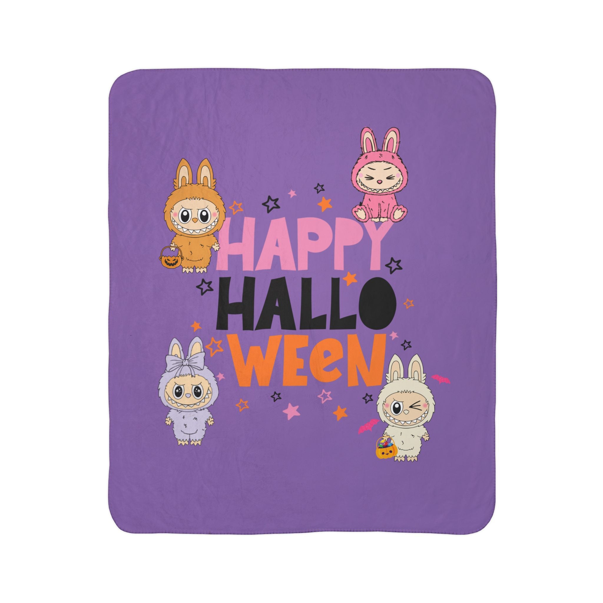 Labubu Halloween Sherpa Blanket