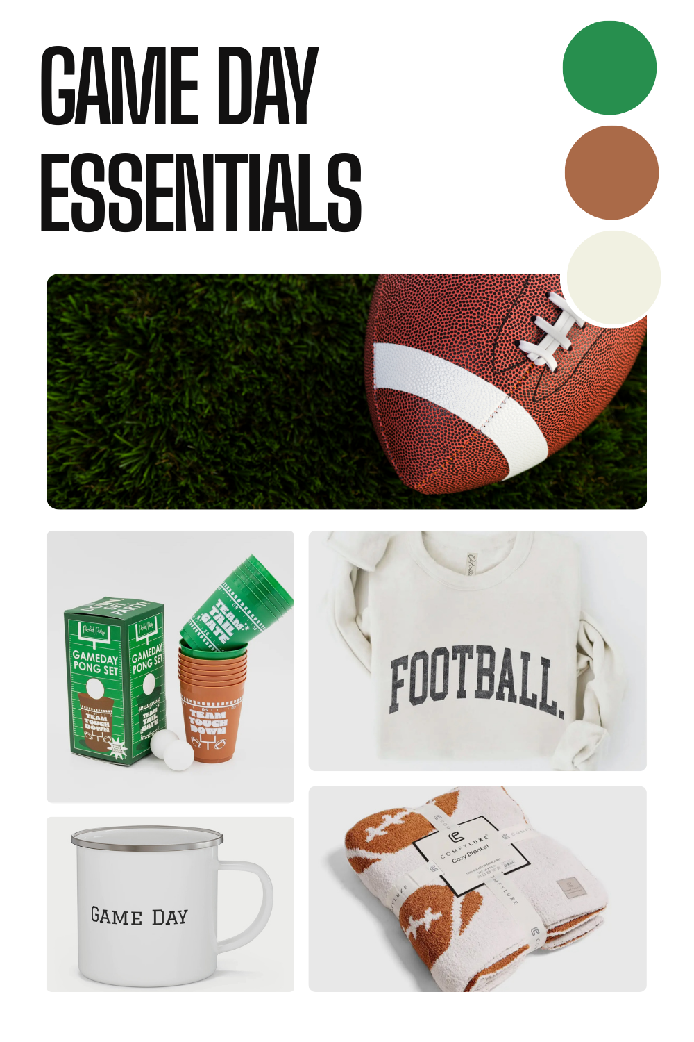 Football Crewneck Sweatshirt – Cream Varsity Game Day Pullover