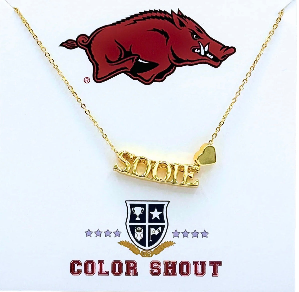 AK University of Arkansas Heart Necklace by Color Shout