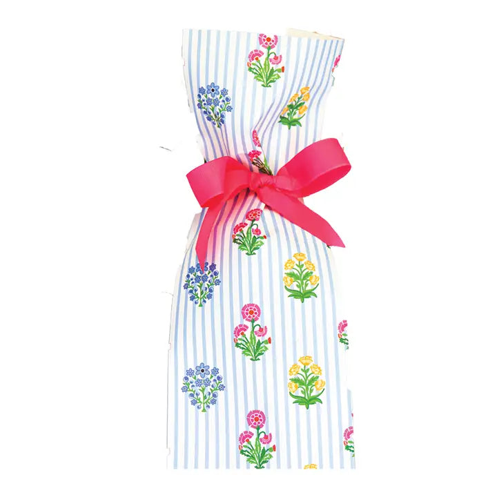 Blue and White Striped Paper Wine Bag Kit