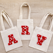 Personalized Heart Chenille Initial Mini Tote