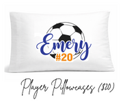 Kids custom pillowcases with personalized names and numbers.