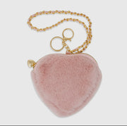 Girls Fuzzy Heart Purse- Wristlet