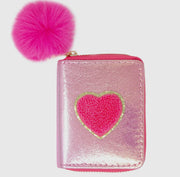 Shiny Heart Patch Zip Wallet