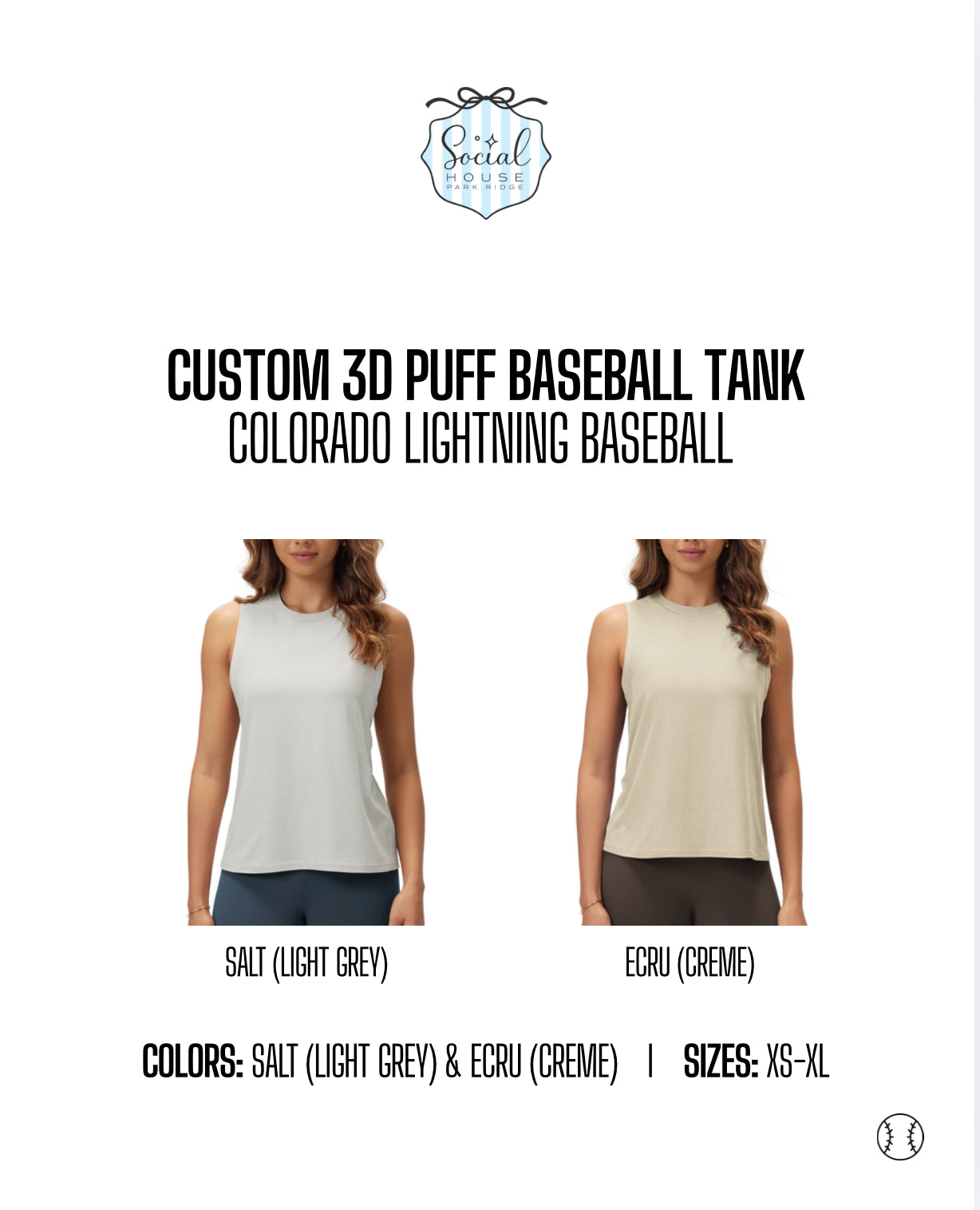 Custom Puff Print Tank for Colorado Lightning Baseball