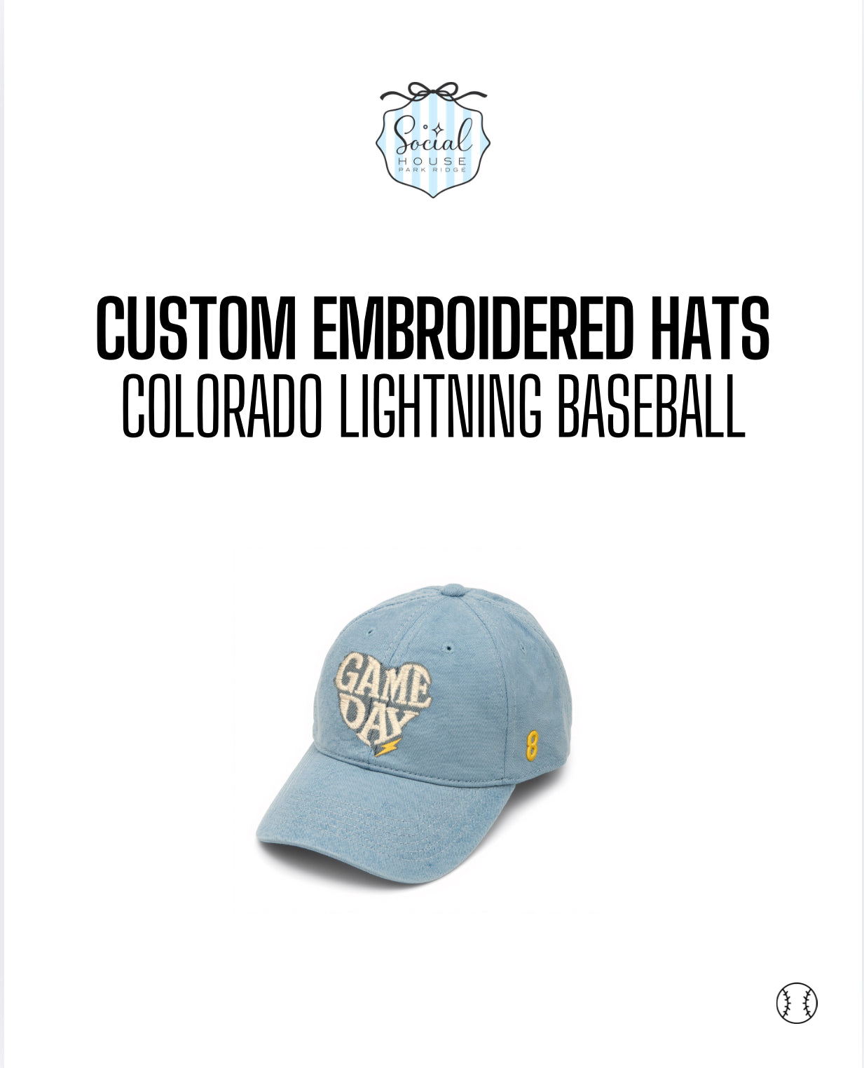 Custom Embroidered Hat for Colorado Lightning Baseball