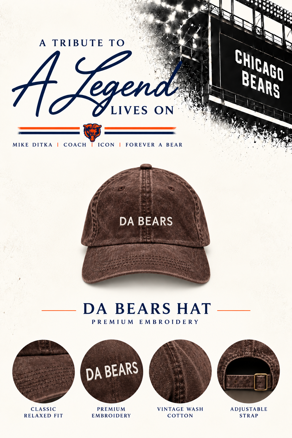 Da Bears Brown Dad Hat